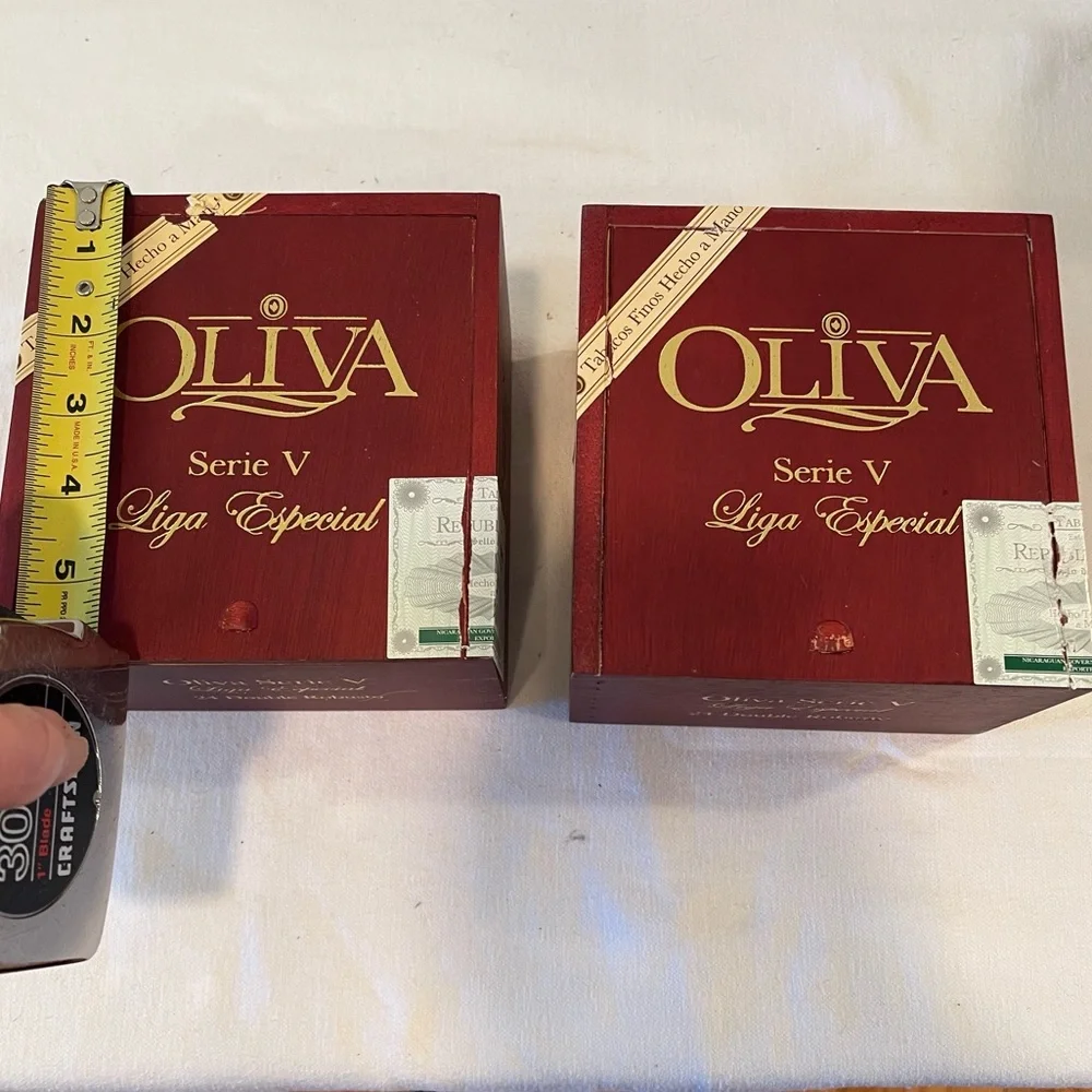 2 Oliva Series 5 Liga Especial empty cigar boxes with sliding lid